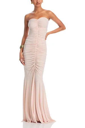 Norma Kamali Strapless Shirred Front Fishtail Gown