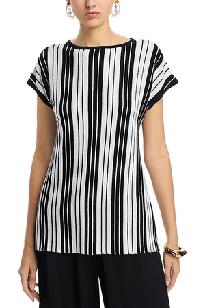 Misook Cap Sleeve Stripped Tunic