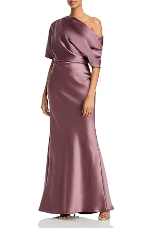 Amsale Draped Satin One Shoulder Dress