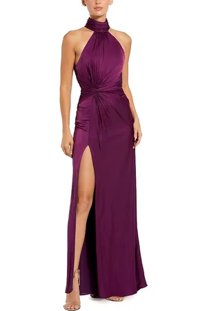 Mac Duggal Open Back High Neck Side Ruched Gown