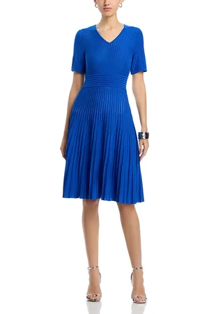 Misook Fit And Flare Ribbed Knit Dress
