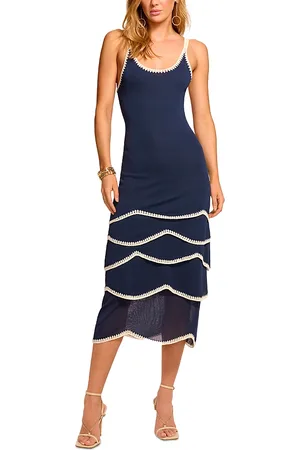Ramy Brook Aurelia Crochet Trim Midi Dress