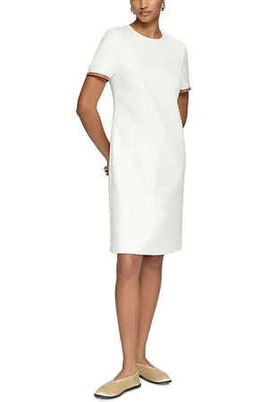 Lafayette 148 New York Leather Trim Dress