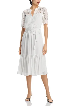 ELIE TAHARI Eyelet Midi Dress