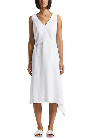 PESERICO SIGN Flax Linen Asymmetric Midi Dress