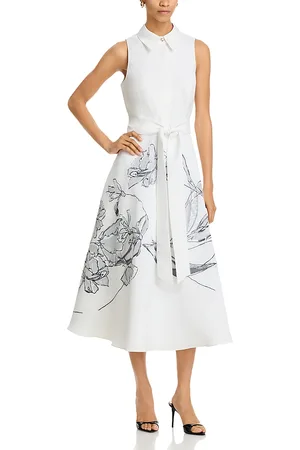 Teri Jon by Rickie Freeman Sleeveless Burnout Floral Shirt Dress