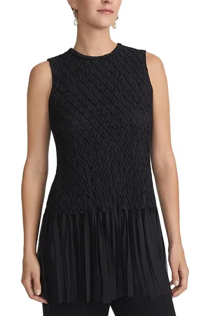 Lafayette 148 New York Hand Smocked Lattice Top