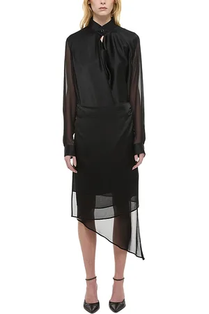 Helmut Lang Scarf Cowl Silk Shirt Dress