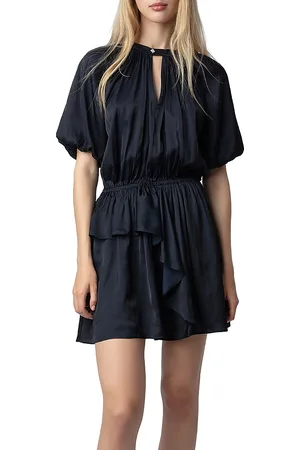 Zadig & Voltaire Romina Satin Balloon Sleeve Mini Dress