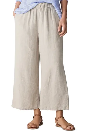 Eileen Fisher Linen Cropped Wide Leg Pants