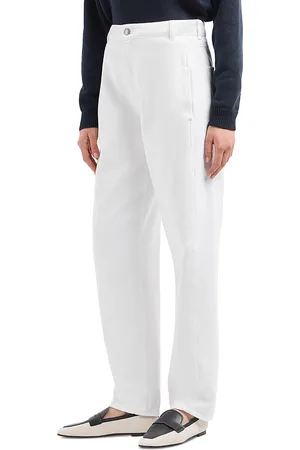 Emporio Armani Mid Rise Slim Barrel Leg Jeans in Solid White