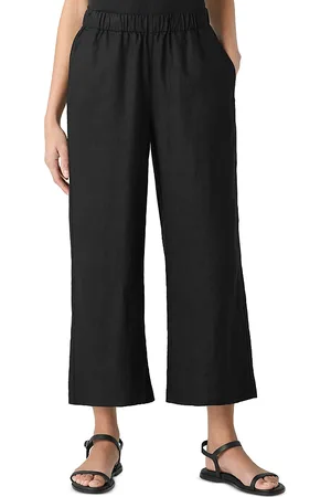 Eileen Fisher Linen Cropped Wide Leg Pants