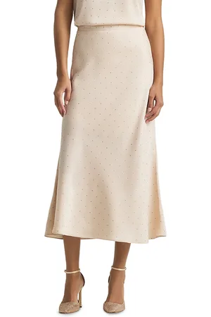 ST. JOHN Rhinestone Embellished Jersey Skirt