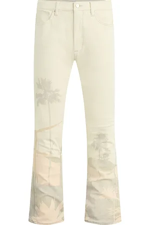 Hudson Walker Kick Flare Straight Fit Distressed Jeans in White