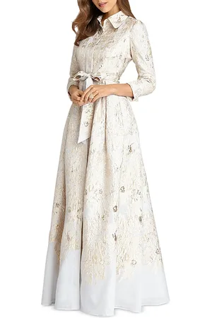 Teri Jon by Rickie Freeman Metallic Shirtwaist Gown