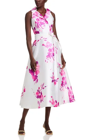 Teri Jon by Rickie Freeman Pique Mikado Floral Dress
