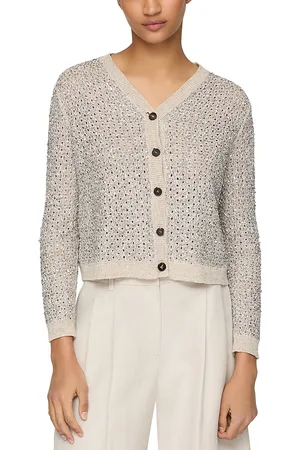 Lafayette 148 New York Button Front Foil Cardigan
