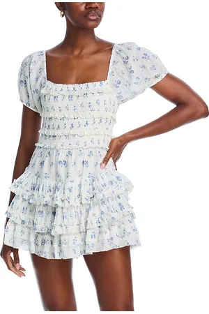 LOVESHACKFANCY Fellows Puff Sleeve Cotton Mini Dress