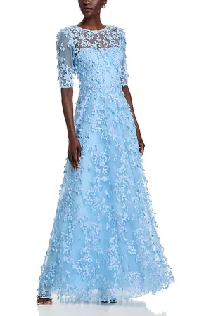 Teri Jon by Rickie Freeman Tulle 3D Petal A Line Gown