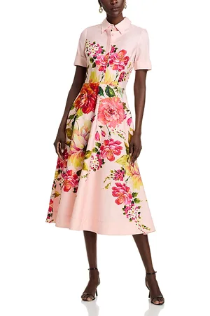 Teri Jon by Rickie Freeman Bold Floral Print Shirt Midi Dress