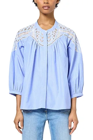 Gerard Darel Uvea Striped Lace Trim Blouse