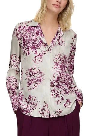 Lafayette 148 New York Notch Collar Silk Top