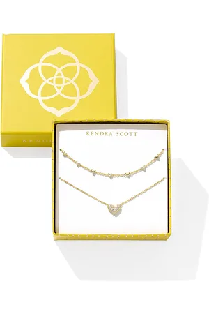 Kendra Scott Ari & Haven Pave Heart Necklaces in 14K Plated, Set of 2