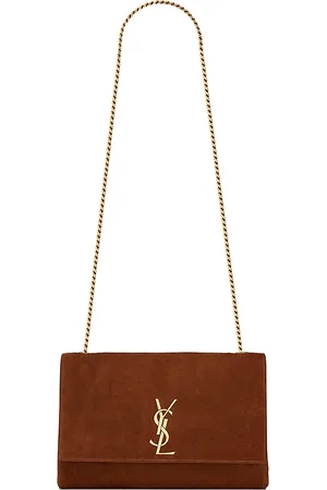 Saint Laurent Kate Medium Reversible Shoulder Bag in Crocodile-Embossed Leather and Suede