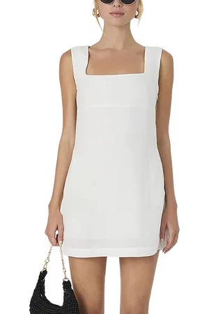 French Connection Birdie Linen Blend Square Neck Dress