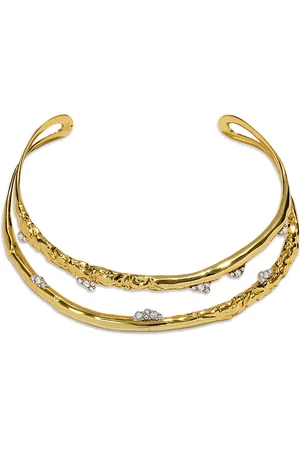 Alexis Bittar Crystal Thorned Structured Open Collar Necklace in 14K Plated, 4.75