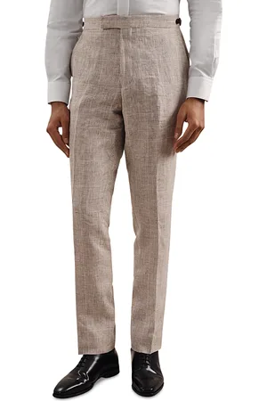 Reiss Ashton Linen Check Regular Fit Suit Pants