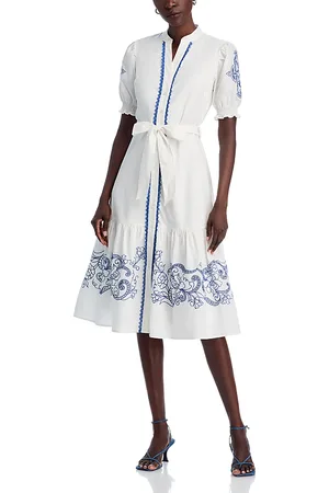 ELIE TAHARI Belted Embroidered Dress