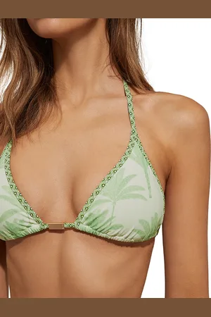 Reiss Thia Palm Print Triangle Tie Back Bikini Top