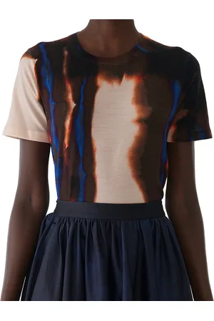 Jason Wu Burned Striped Wool Crewneck Sweater