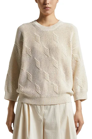 PESERICO SIGN Diamond Knitted 3/4 Sleeve Sweater