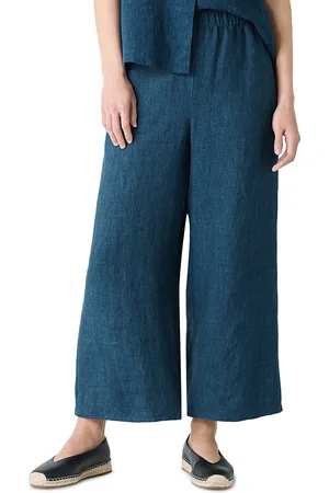 Eileen Fisher Washed Linen Delave Wide Leg Pants