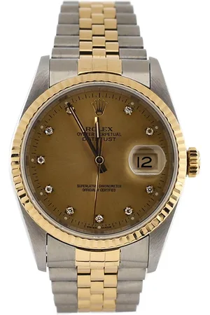 Rolex Oyster Perpetual Datejust Automatic Watch in Stainless Steel and Gold with Diamond Markers 36mm