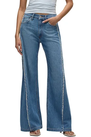 Hudson Jodie Wide Leg Frayed Seam Jeans in