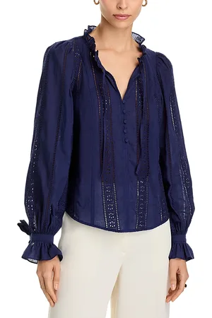 Aqua Cotton Lace Inset Blouse