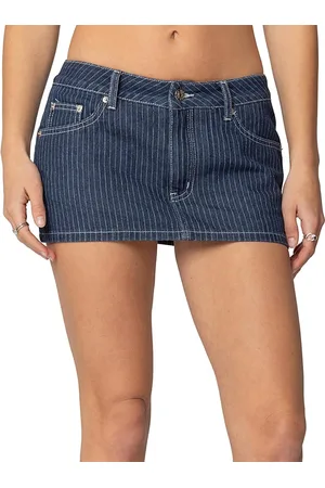 Edikted Neria Pinstripe Denim Micro Skort