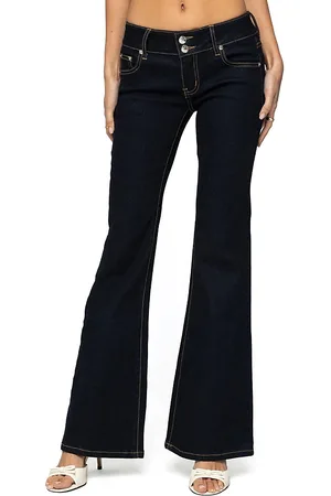 Edikted Tilda Low Rise Flared Dark Rinse Wash Jeans