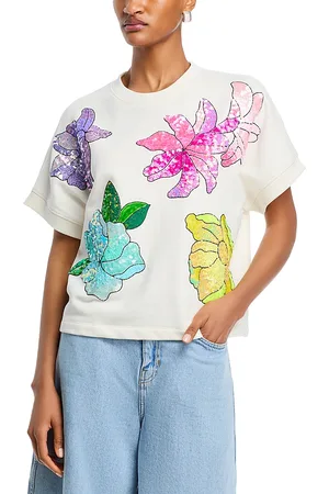 Essentiel Antwerp Floral Sequins Short Sleeve Top
