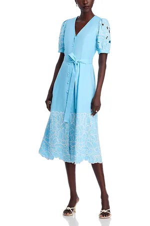 ELIE TAHARI The Jade Linen Eyelet Dress
