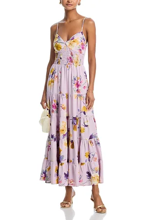 Aqua Floral Twist Front Maxi Dress