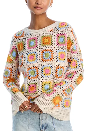 Aqua Crocheted Patchwork Sweater