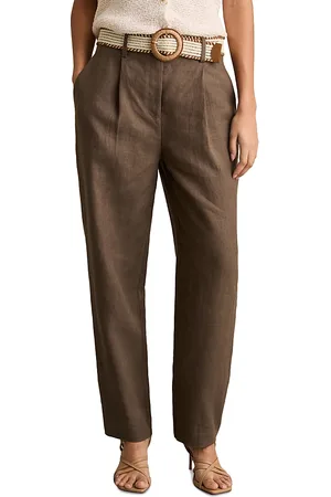 Reiss Linen Belted Tapered Leg Pants