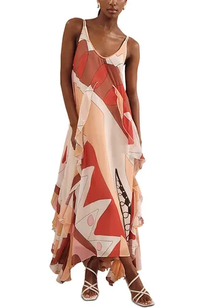 Reiss Sasha Printed Ruffle Trim Dress