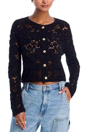 Aqua Rohini Crocheted Cardigan
