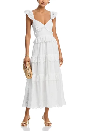 Aqua Eyelet Tie Back Maxi Dress