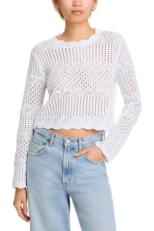 Aqua Crocheted Scallop Edge Sweater